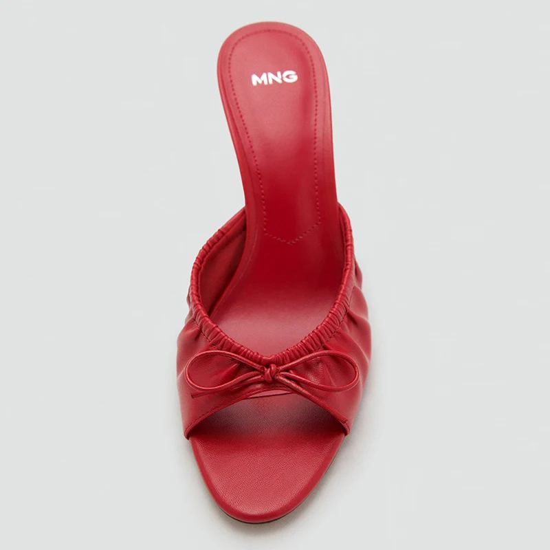 Sandalias de mujer Mango 2025: Novedad de otoño, casuales, de tacón fino, versátiles, con punta abierta, lazo de mariposa, pa...