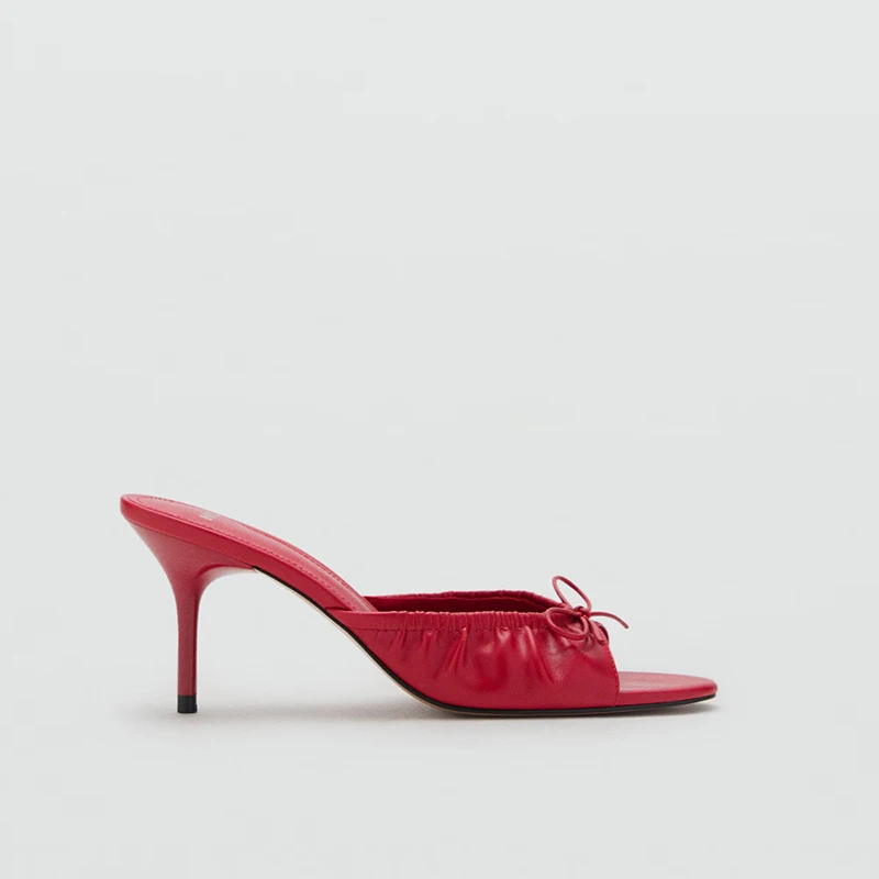 Sandalias de mujer Mango 2025: Novedad de otoño, casuales, de tacón fino, versátiles, con punta abierta, lazo de mariposa, pa...