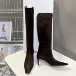 Botas de cuero de lujo para otoño e invierno, botas de caballero, botas altas de marca para mujer hasta la rodilla con suela gruesa plisada - Imagen 3