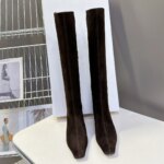 Botas de cuero de lujo para otoño e invierno, botas de caballero, botas altas de marca para mujer hasta la rodilla con suela gruesa plisada - Imagen 2