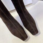 Botas de cuero de lujo para otoño e invierno, botas de caballero, botas altas de marca para mujer hasta la rodilla con suela gruesa plisada - Imagen 6