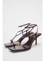 Sandalias de Moda para Mujer ZAKQ2024, Tacones Altos con Decoración Metálica, Corte Bajo, Estilo Slip-On, Zapatos de Verano, ...