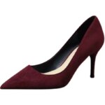 Zapatos de tacón alto para mujer, zapatos de tacón fino y afilados, zapatos de tacón alto, talla grande 42, nuevos zapatos individuales de ante puntiagudos, rojo y azul - Imagen 6