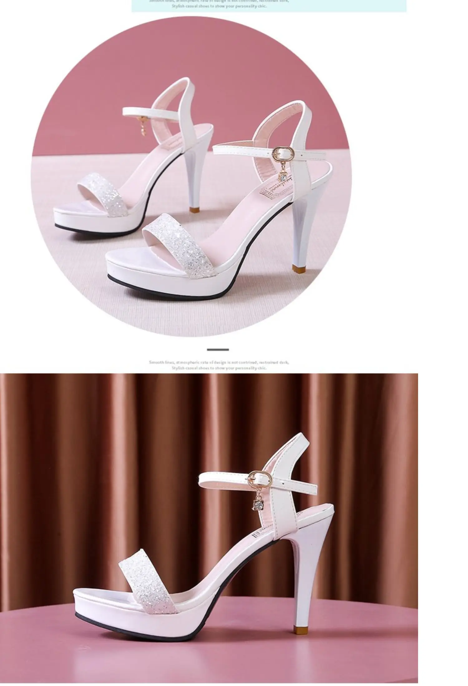Sandalias Qipao de Plataforma Impermeables con Lentejuelas y Tacón Alto, Punta Abierta, Estilo Coreano, para Uso Diario, Suel...