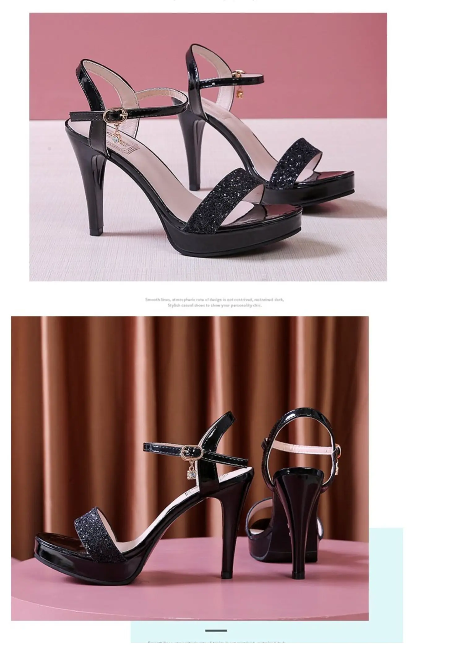 Sandalias Qipao de Plataforma Impermeables con Lentejuelas y Tacón Alto, Punta Abierta, Estilo Coreano, para Uso Diario, Suel...