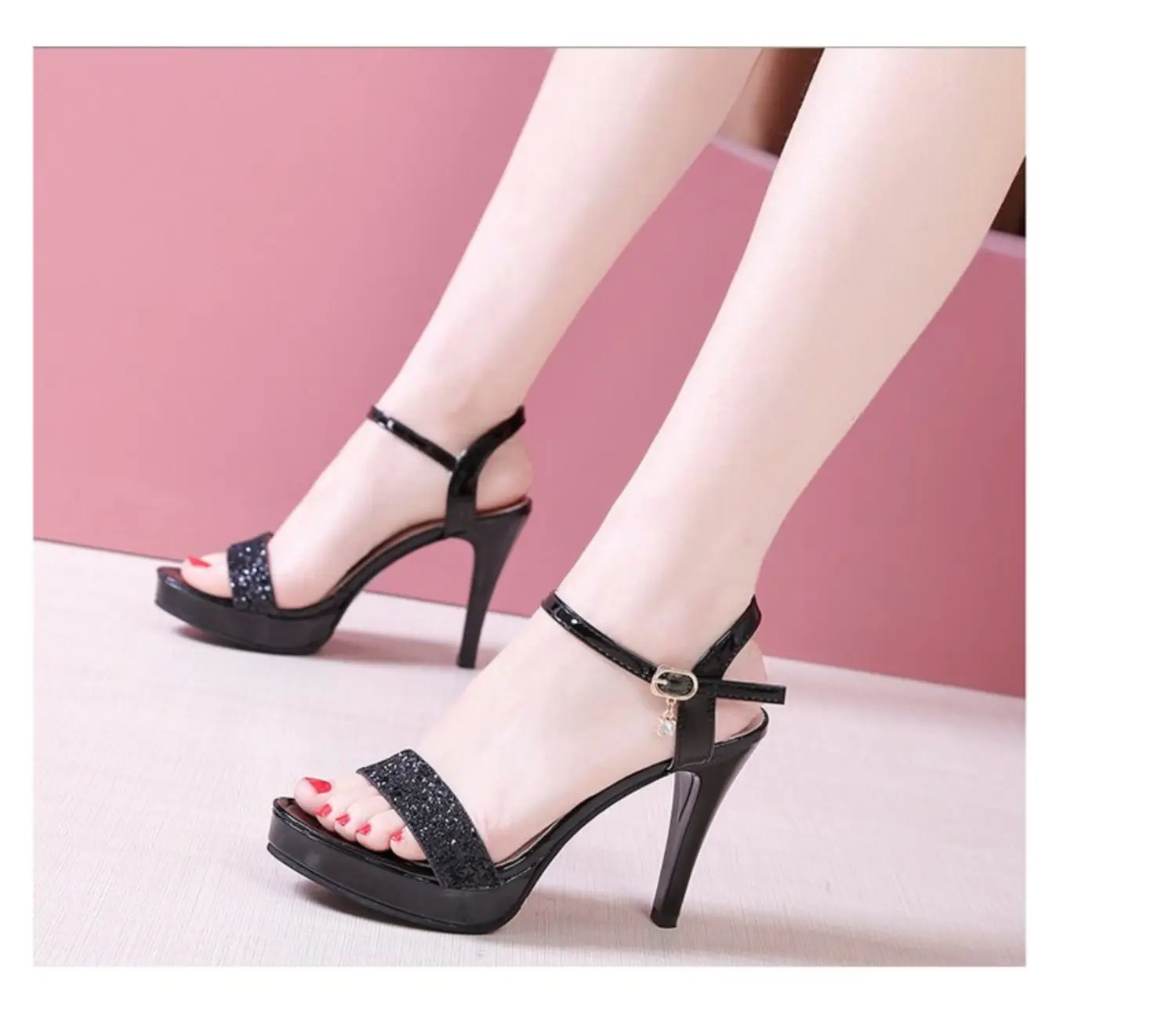 Sandalias Qipao de Plataforma Impermeables con Lentejuelas y Tacón Alto, Punta Abierta, Estilo Coreano, para Uso Diario, Suel...