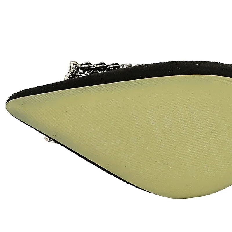 BIGTREE-zapatos de tacón alto y fino para mujer, calzado aterciopelado con punta estrecha y hebilla de cristal de Metal, 9cm, para primavera y otoño