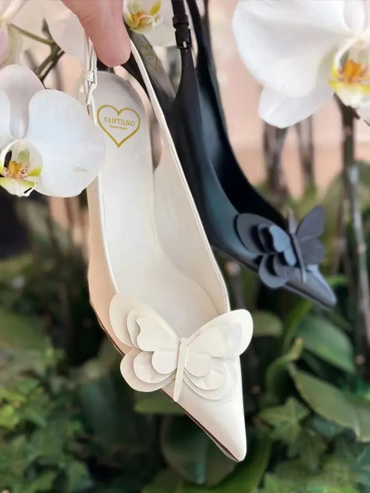 Sandalias de mujer con mariposas adornadas, sandalias de gladiador de lujo de verano para mujer, tacones finos, zapatos de mujer con talón descubierto de diseñador de marca