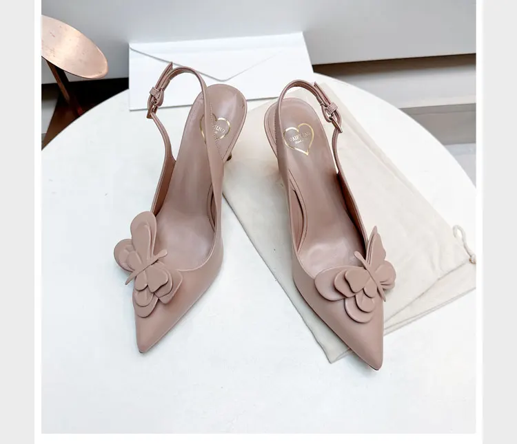 Sandalias de mujer con mariposas adornadas, sandalias de gladiador de lujo de verano para mujer, tacones finos, zapatos de mujer con talón descubierto de diseñador de marca