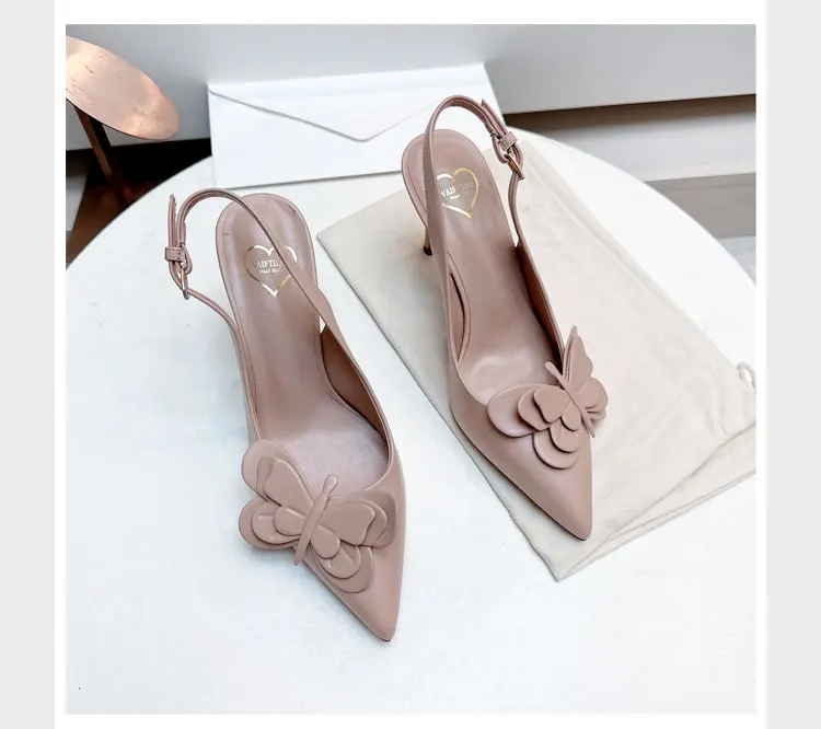 Sandalias de mujer con mariposas adornadas, sandalias de gladiador de lujo de verano para mujer, tacones finos, zapatos de mujer con talón descubierto de diseñador de marca