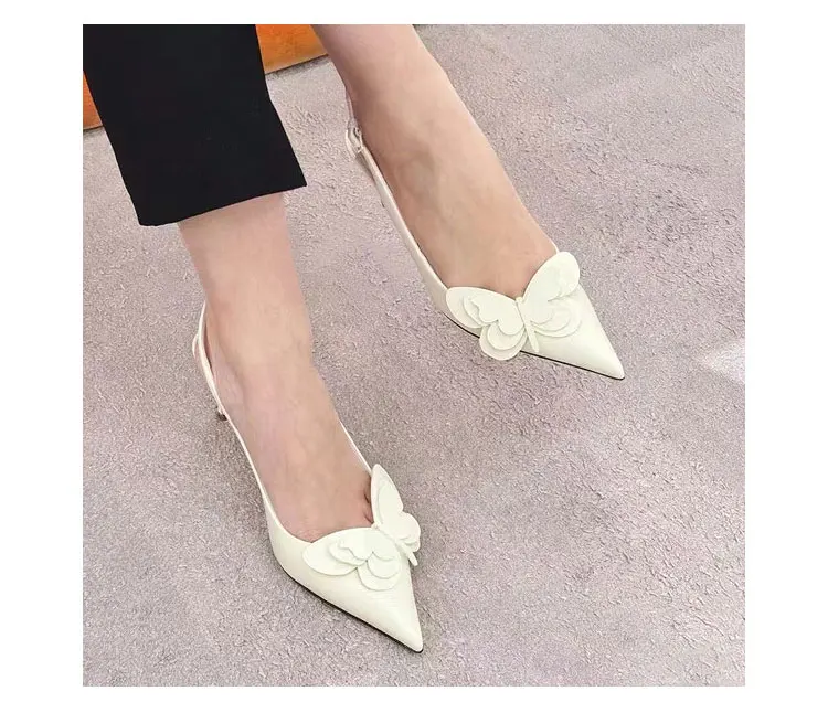 Sandalias de mujer con mariposas adornadas, sandalias de gladiador de lujo de verano para mujer, tacones finos, zapatos de mujer con talón descubierto de diseñador de marca