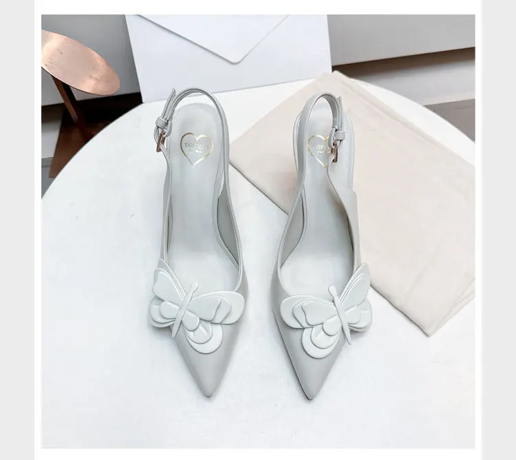 Sandalias de mujer con mariposas adornadas, sandalias de gladiador de lujo de verano para mujer, tacones finos, zapatos de mujer con talón descubierto de diseñador de marca