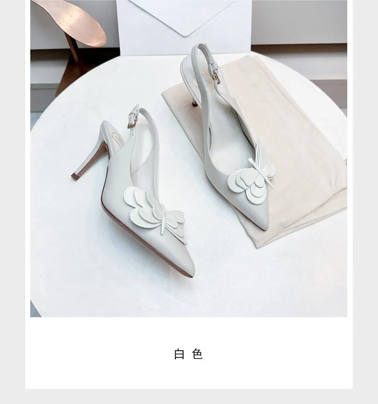 Sandalias de mujer con mariposas adornadas, sandalias de gladiador de lujo de verano para mujer, tacones finos, zapatos de mujer con talón descubierto de diseñador de marca