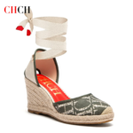 Tacones altos para mujer Verano Alpargata Plataforma Cuña 2025 Sandalias Punta cerrada Correa en el tobillo Con cordones Fiesta de vacaciones en la playa 8 cm - Imagen 3