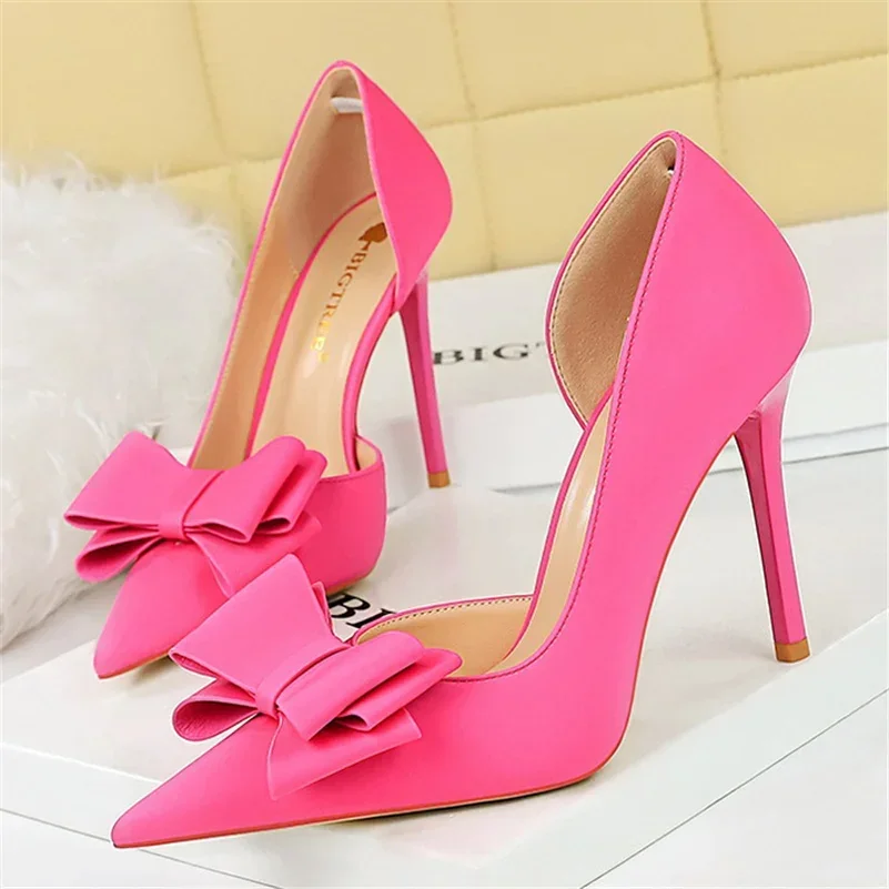 Zapatos de tacón alto de 2024 cm para mujer, calzado de satén de seda con agujeros laterales, color morado y verde, estilo Kawaii, para fiesta de graduación, 10,5