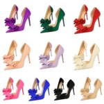 Zapatos de tacón alto de 2024 cm para mujer, calzado de satén de seda con agujeros laterales, color morado y verde, estilo Kawaii, para fiesta de graduación, 10,5