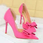 Zapatos de tacón alto de 2024 cm para mujer, calzado de satén de seda con agujeros laterales, color morado y verde, estilo Kawaii, para fiesta de graduación, 10,5 - Imagen 3