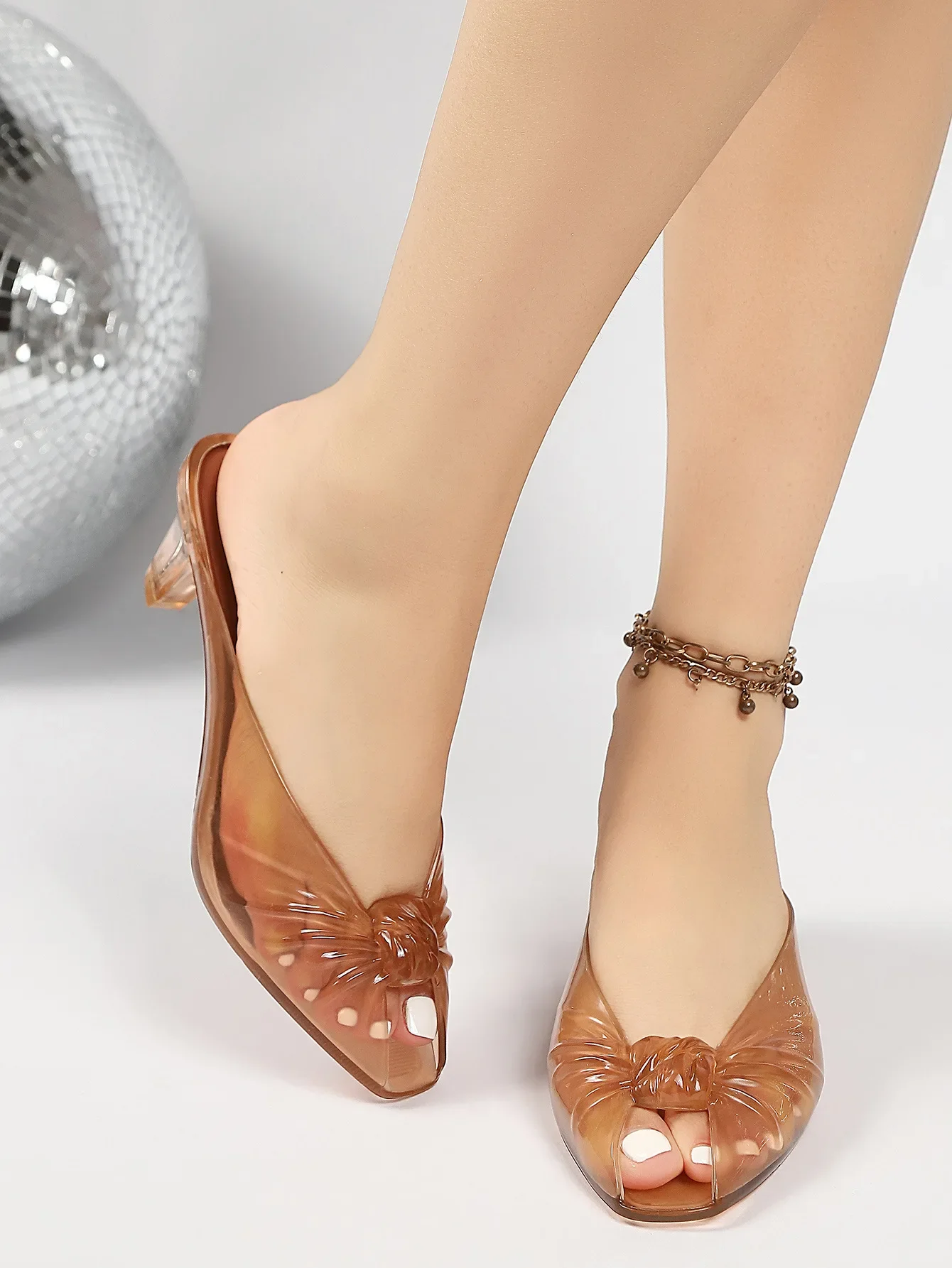 Sandalias de tacón bajo transparentes de gelatina para mujer 2026, con punta abierta, impermeables, sin cordones, estilo casual de verano