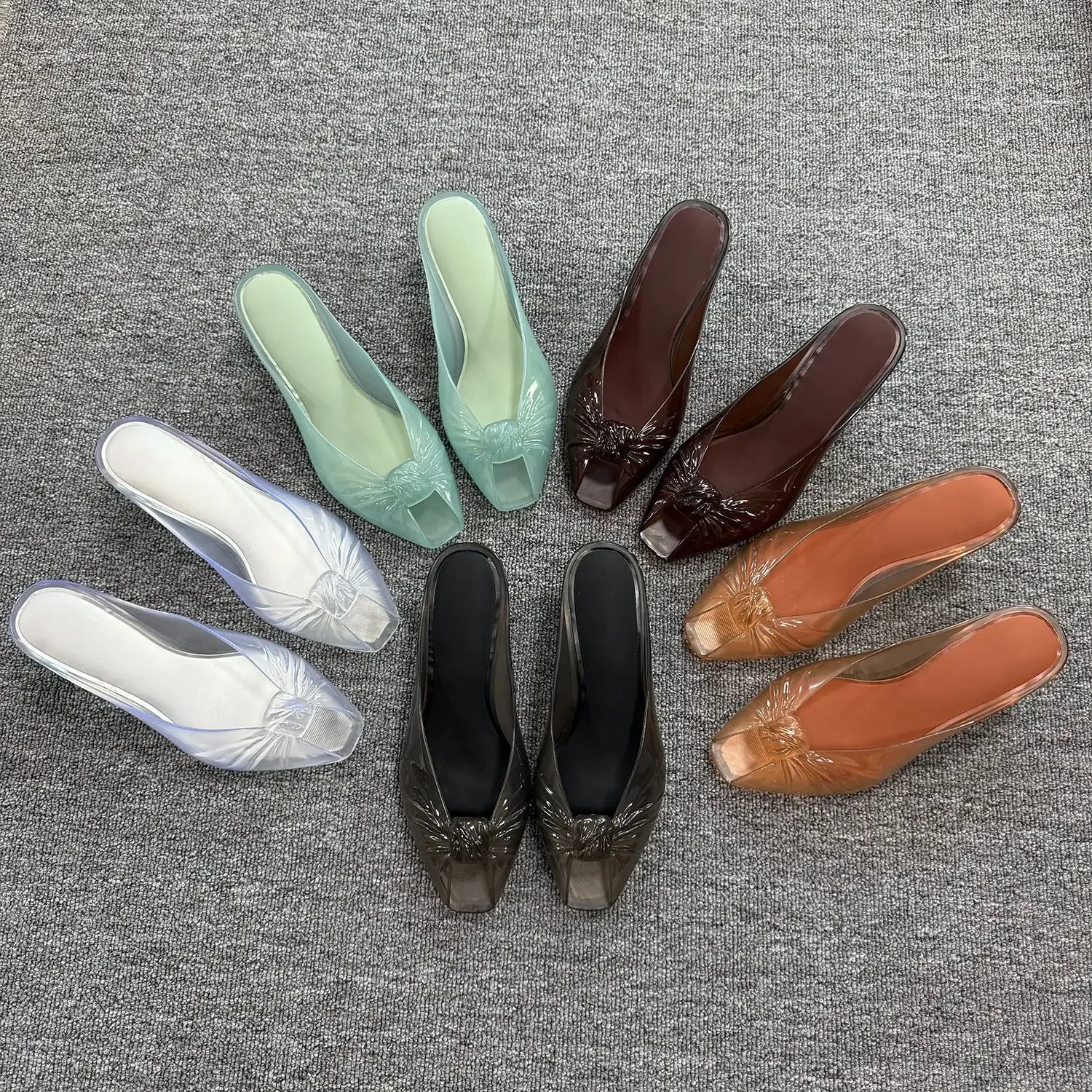 Sandalias de tacón bajo transparentes de gelatina para mujer 2026, con punta abierta, impermeables, sin cordones, estilo casual de verano
