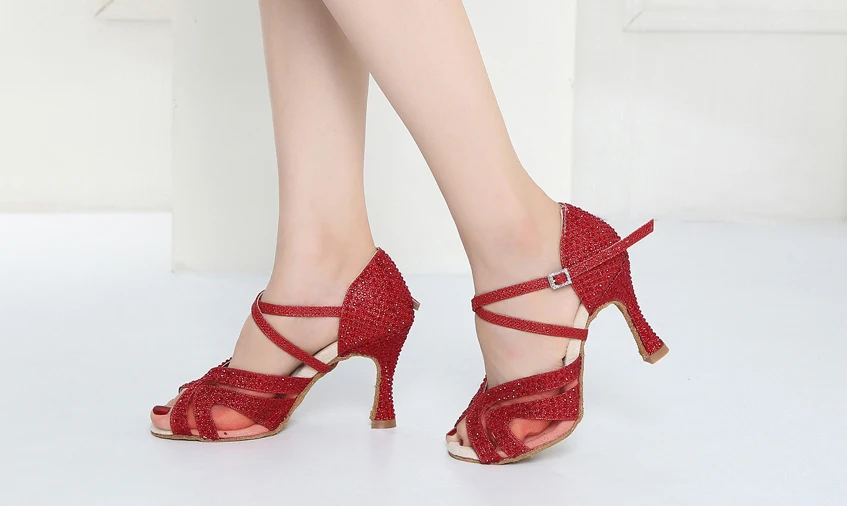 CINMIDY, zapatos de baile latino rojos para mujer, tango, Salsa, entrenamiento de salón, baile, tacón alto, zapatos de boda a la moda para mujer