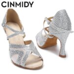 CINMIDY, zapatos de baile latino rojos para mujer, tango, Salsa, entrenamiento de salón, baile, tacón alto, zapatos de boda a la moda para mujer - Imagen 3