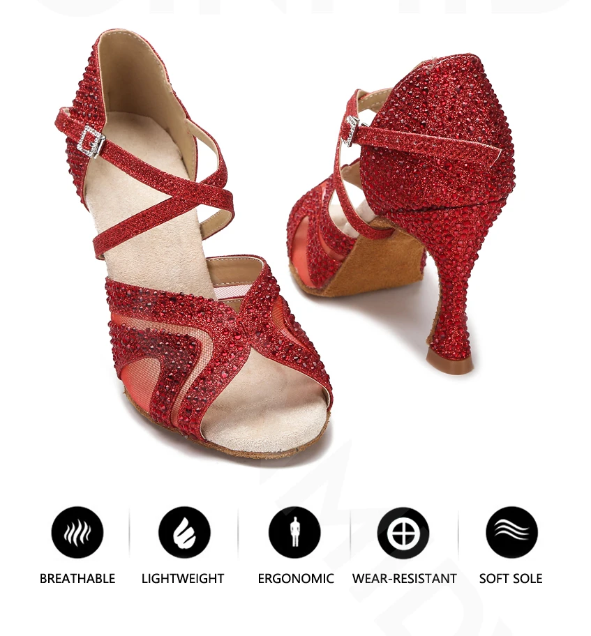 CINMIDY, zapatos de baile latino rojos para mujer, tango, Salsa, entrenamiento de salón, baile, tacón alto, zapatos de boda a la moda para mujer