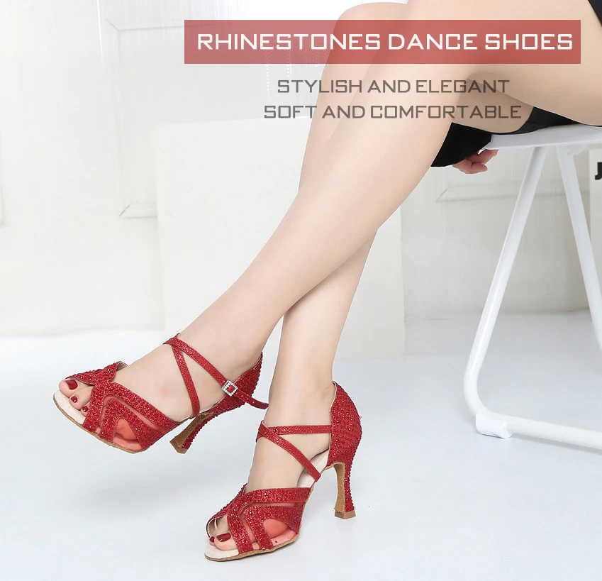 CINMIDY, zapatos de baile latino rojos para mujer, tango, Salsa, entrenamiento de salón, baile, tacón alto, zapatos de boda a la moda para mujer