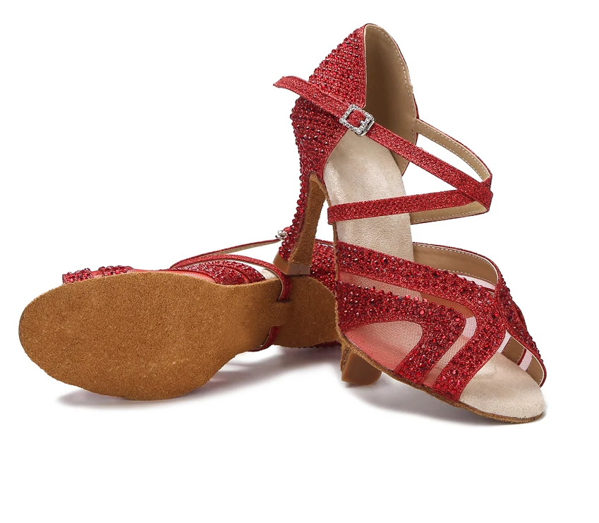 CINMIDY, zapatos de baile latino rojos para mujer, tango, Salsa, entrenamiento de salón, baile, tacón alto, zapatos de boda a la moda para mujer