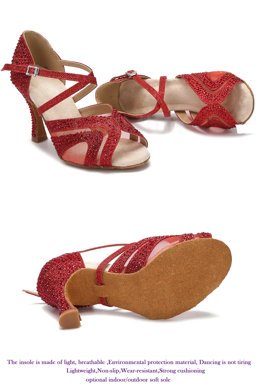 CINMIDY, zapatos de baile latino rojos para mujer, tango, Salsa, entrenamiento de salón, baile, tacón alto, zapatos de boda a la moda para mujer
