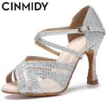 CINMIDY, zapatos de baile latino rojos para mujer, tango, Salsa, entrenamiento de salón, baile, tacón alto, zapatos de boda a la moda para mujer - Imagen 2