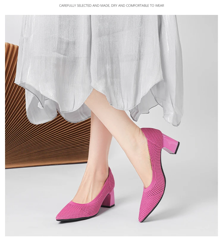 Zapatos de Tacón Alto para Mujer, Primavera-Otoño 2026, Nuevos, Tejidos Suaves, Transpirables y Cómodos