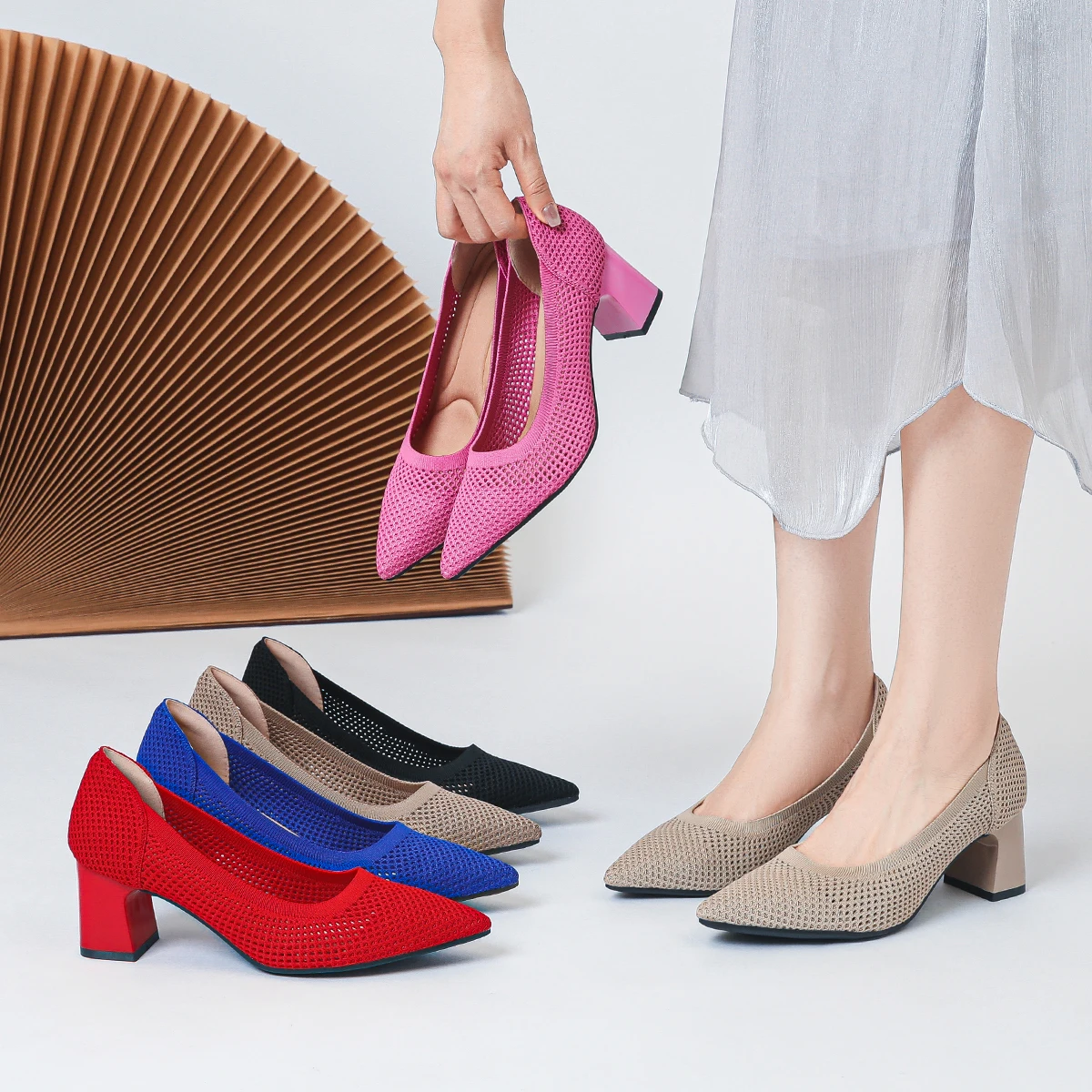 Zapatos de Tacón Alto para Mujer, Primavera-Otoño 2026, Nuevos, Tejidos Suaves, Transpirables y Cómodos