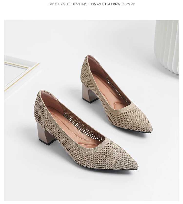 Zapatos de Tacón Alto para Mujer, Primavera-Otoño 2026, Nuevos, Tejidos Suaves, Transpirables y Cómodos
