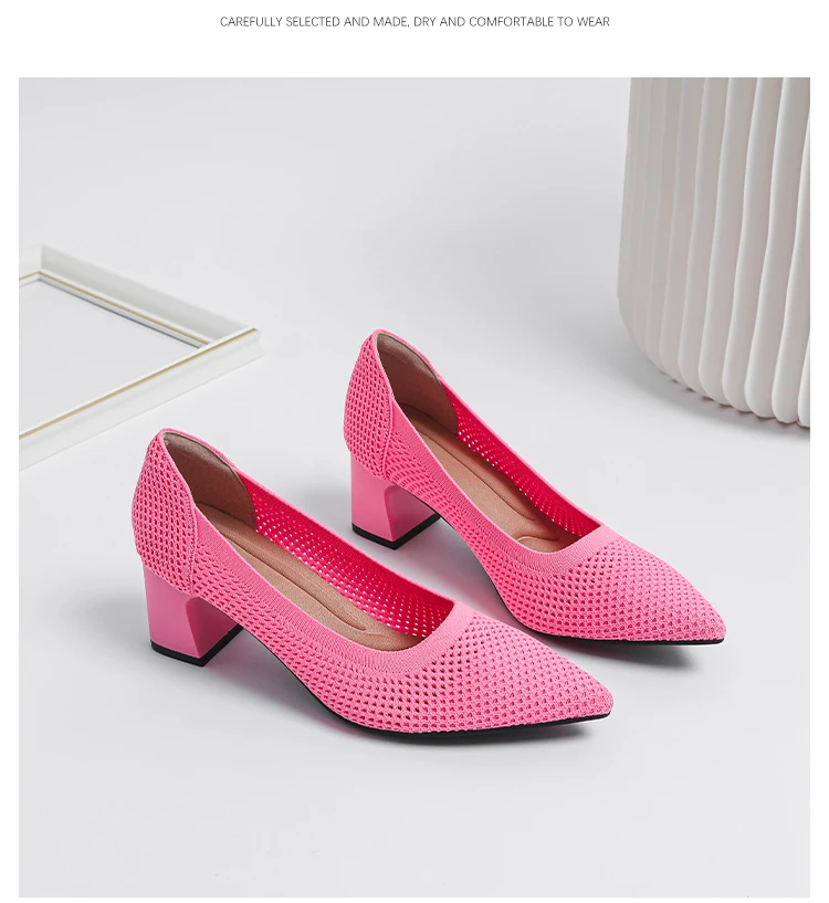 Zapatos de Tacón Alto para Mujer, Primavera-Otoño 2026, Nuevos, Tejidos Suaves, Transpirables y Cómodos