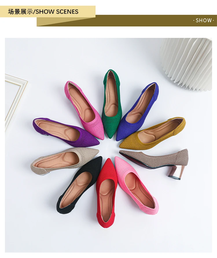 Zapatos de Tacón Alto para Mujer, Primavera-Otoño 2026, Nuevos, Tejidos Suaves, Transpirables y Cómodos