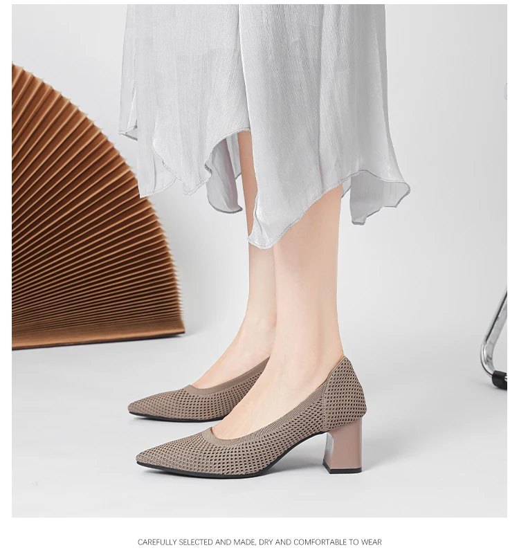 Zapatos de Tacón Alto para Mujer, Primavera-Otoño 2026, Nuevos, Tejidos Suaves, Transpirables y Cómodos