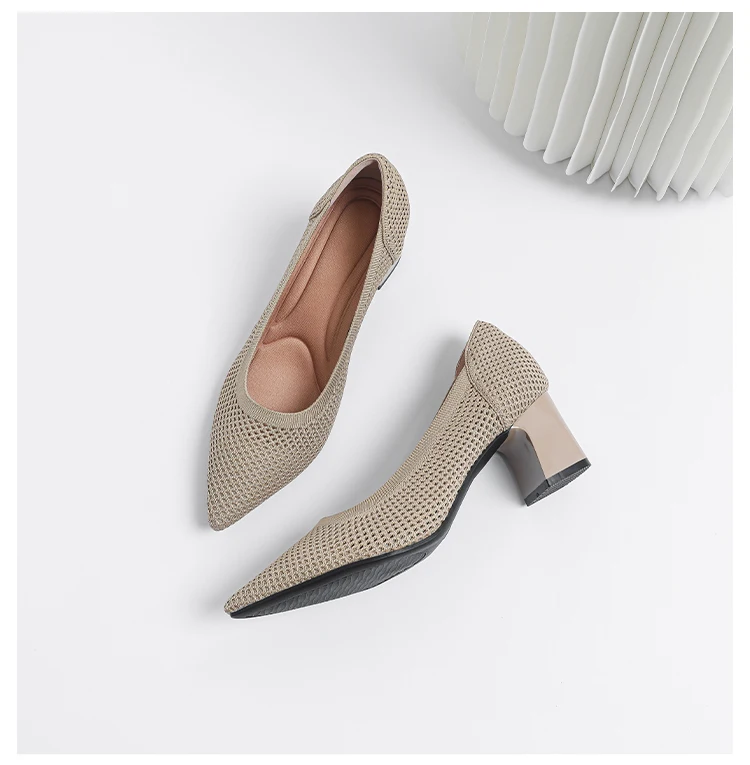 Zapatos de Tacón Alto para Mujer, Primavera-Otoño 2026, Nuevos, Tejidos Suaves, Transpirables y Cómodos
