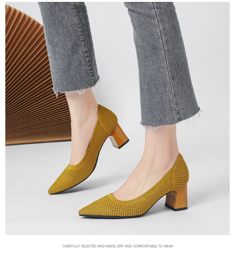 Zapatos de Tacón Alto para Mujer, Primavera-Otoño 2026, Nuevos, Tejidos Suaves, Transpirables y Cómodos