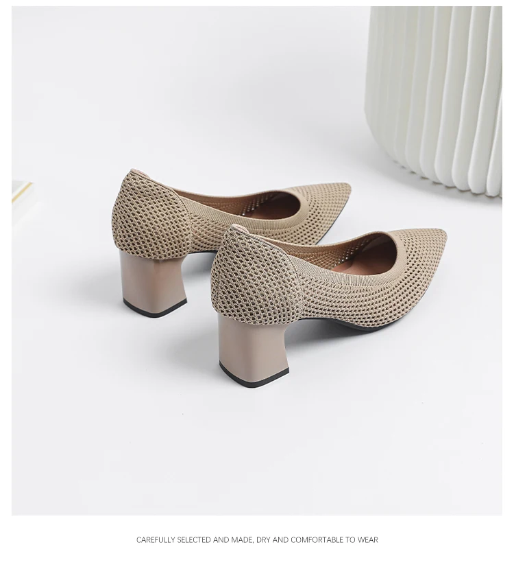 Zapatos de Tacón Alto para Mujer, Primavera-Otoño 2026, Nuevos, Tejidos Suaves, Transpirables y Cómodos