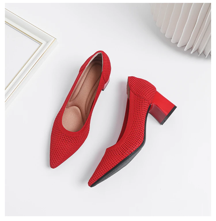 Zapatos de Tacón Alto para Mujer, Primavera-Otoño 2026, Nuevos, Tejidos Suaves, Transpirables y Cómodos