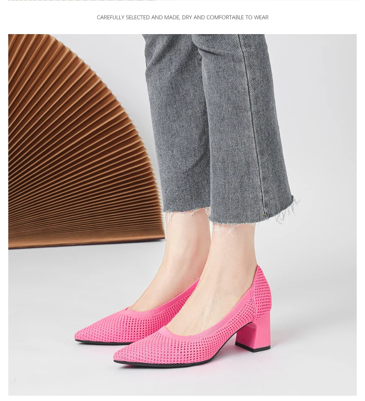 Zapatos de Tacón Alto para Mujer, Primavera-Otoño 2026, Nuevos, Tejidos Suaves, Transpirables y Cómodos