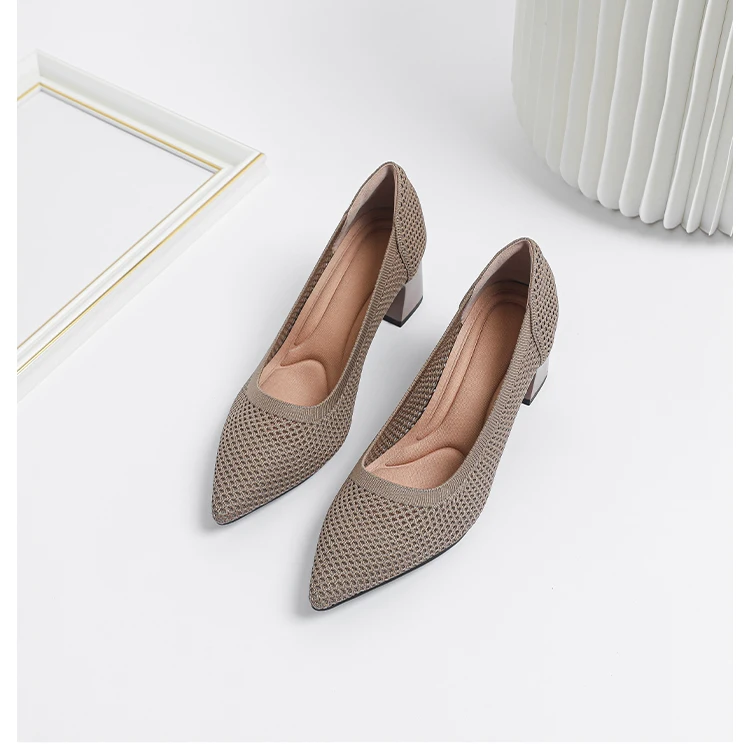 Zapatos de Tacón Alto para Mujer, Primavera-Otoño 2026, Nuevos, Tejidos Suaves, Transpirables y Cómodos