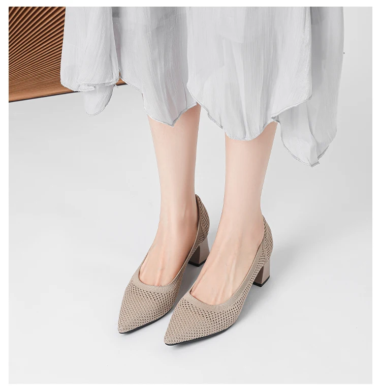Zapatos de Tacón Alto para Mujer, Primavera-Otoño 2026, Nuevos, Tejidos Suaves, Transpirables y Cómodos