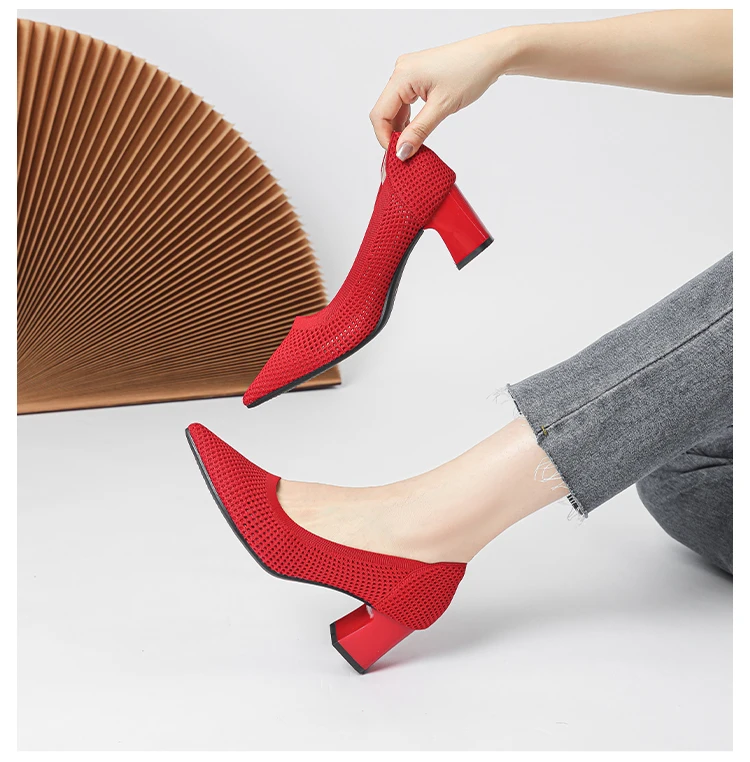 Zapatos de Tacón Alto para Mujer, Primavera-Otoño 2026, Nuevos, Tejidos Suaves, Transpirables y Cómodos