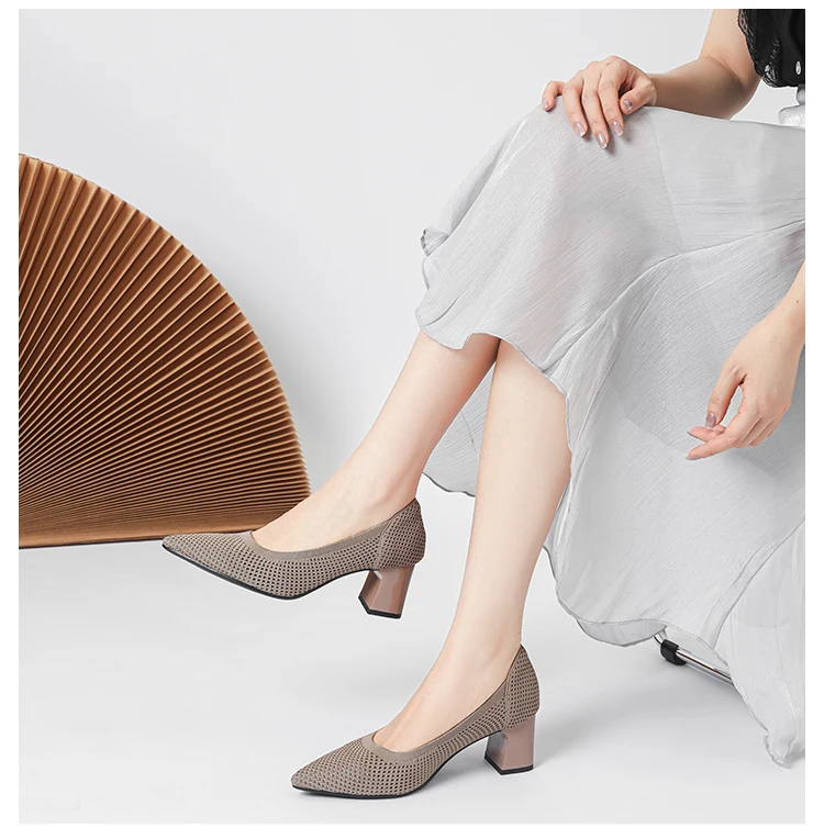 Zapatos de Tacón Alto para Mujer, Primavera-Otoño 2026, Nuevos, Tejidos Suaves, Transpirables y Cómodos