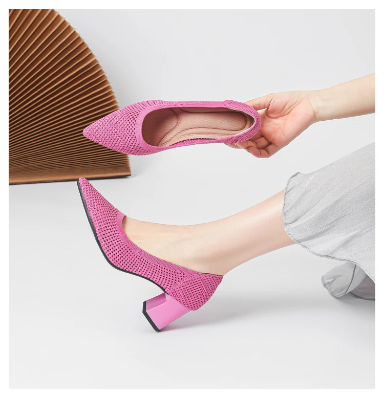 Zapatos de Tacón Alto para Mujer, Primavera-Otoño 2026, Nuevos, Tejidos Suaves, Transpirables y Cómodos