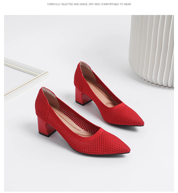 Zapatos de Tacón Alto para Mujer, Primavera-Otoño 2026, Nuevos, Tejidos Suaves, Transpirables y Cómodos
