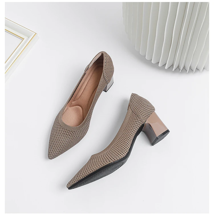 Zapatos de Tacón Alto para Mujer, Primavera-Otoño 2026, Nuevos, Tejidos Suaves, Transpirables y Cómodos