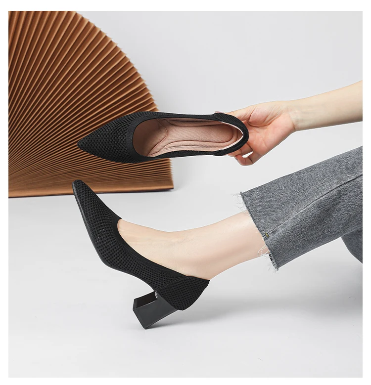Zapatos de Tacón Alto para Mujer, Primavera-Otoño 2026, Nuevos, Tejidos Suaves, Transpirables y Cómodos