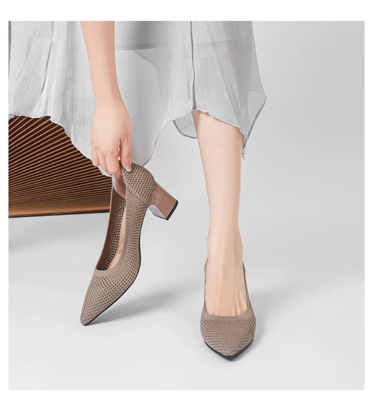 Zapatos de Tacón Alto para Mujer, Primavera-Otoño 2026, Nuevos, Tejidos Suaves, Transpirables y Cómodos